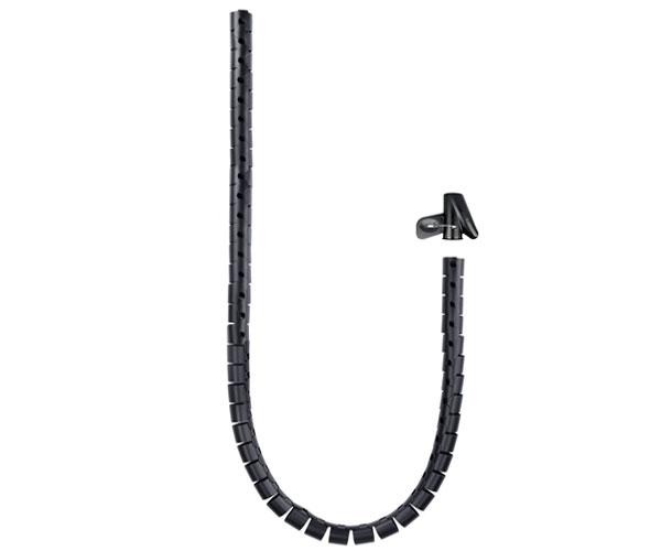 Organizador de cables Flexible en espiral + Pinza 25mm / 1m / Negro /  10.36.0001-bk