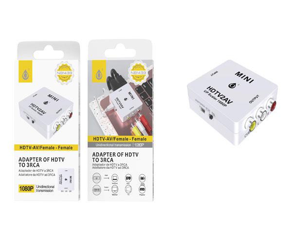 Adaptador Video Hdmi a Rca Av / 3xRca Hembra / 720p-1080p / Alimentacion Usb 5v 1a / NB1433 / ONE+