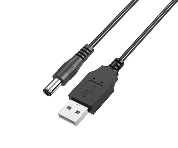 Cable de carga USB con conector jack DC 9V / 2a / 5.5x2.1mm / NB1333 / Negro