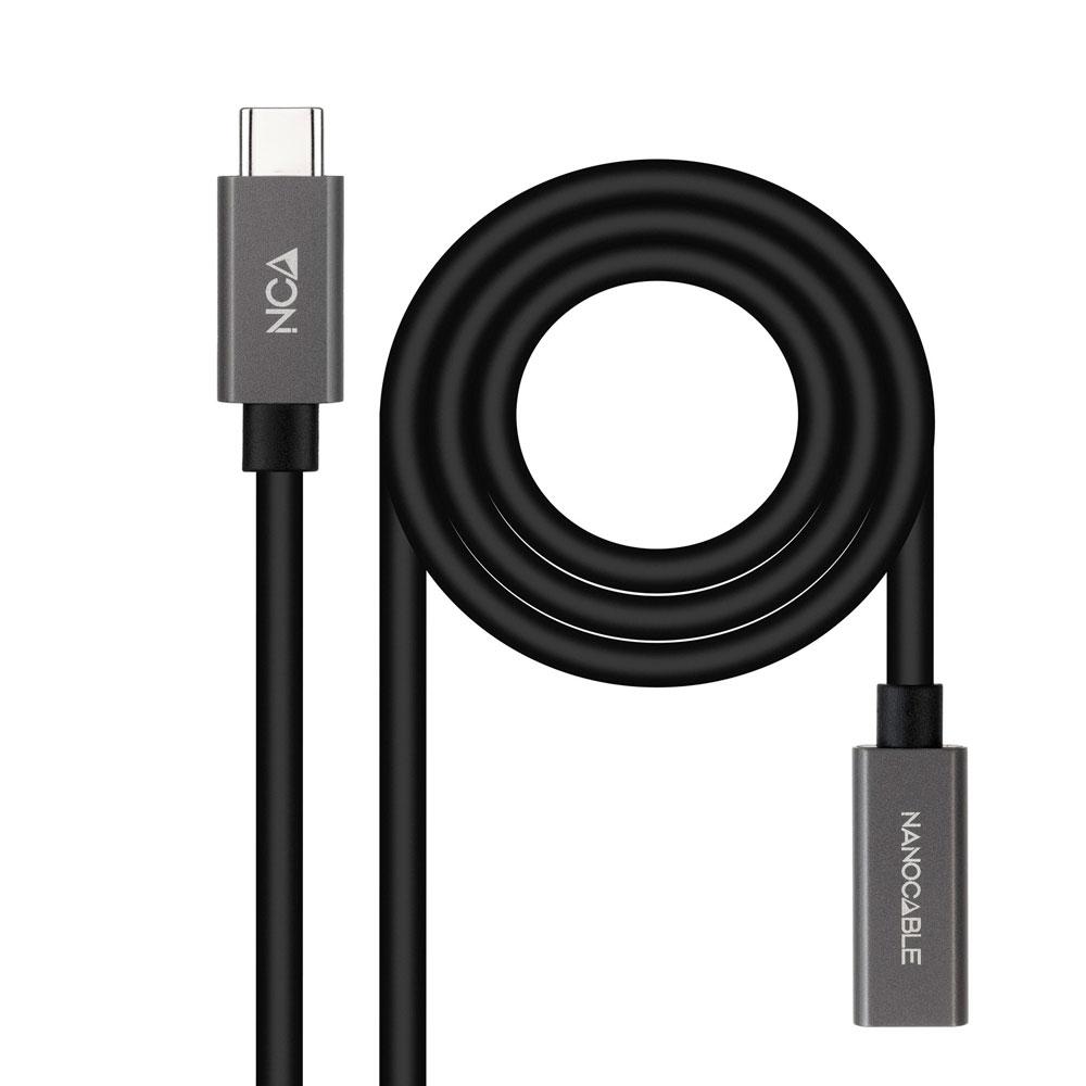 Cable prolongador Type-C  M/H / 2m / 3a / USB-C 3.2 Gen2 / 20Gbps / 4K/60Hz / 60W / Nanocable  10.01.4402