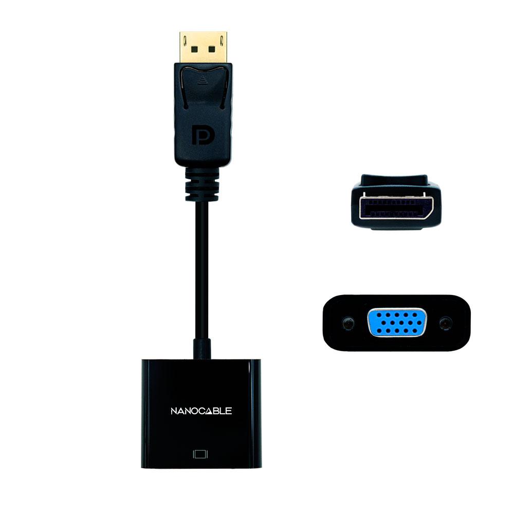 Cable adaptador Displayport a VGA M/H / 15 cm / Negro / 10.16.0602