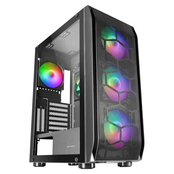 ÷ Caja e-atx mars gaming mc-kx xxl black lateral cristal templado frontal mesh incluye 5