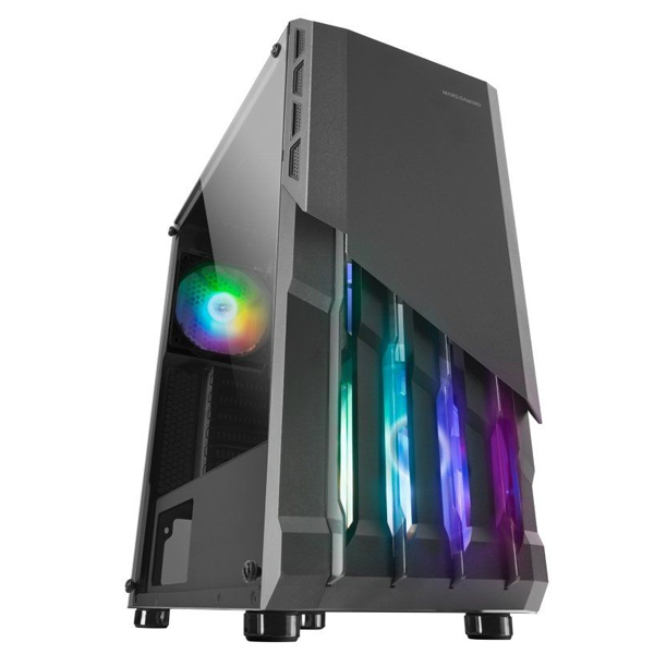÷ Caja atx mars gaming mc-x2 black frontal en acero ventiladores frgb sin fuente de a