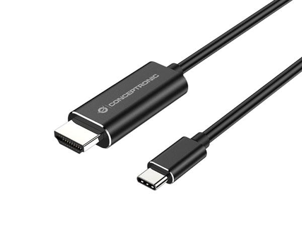 Cable de Video Type-c Macho a Hdmi Macho / 2 Metros / 4K / Negro / Conceptronic ABBY04B