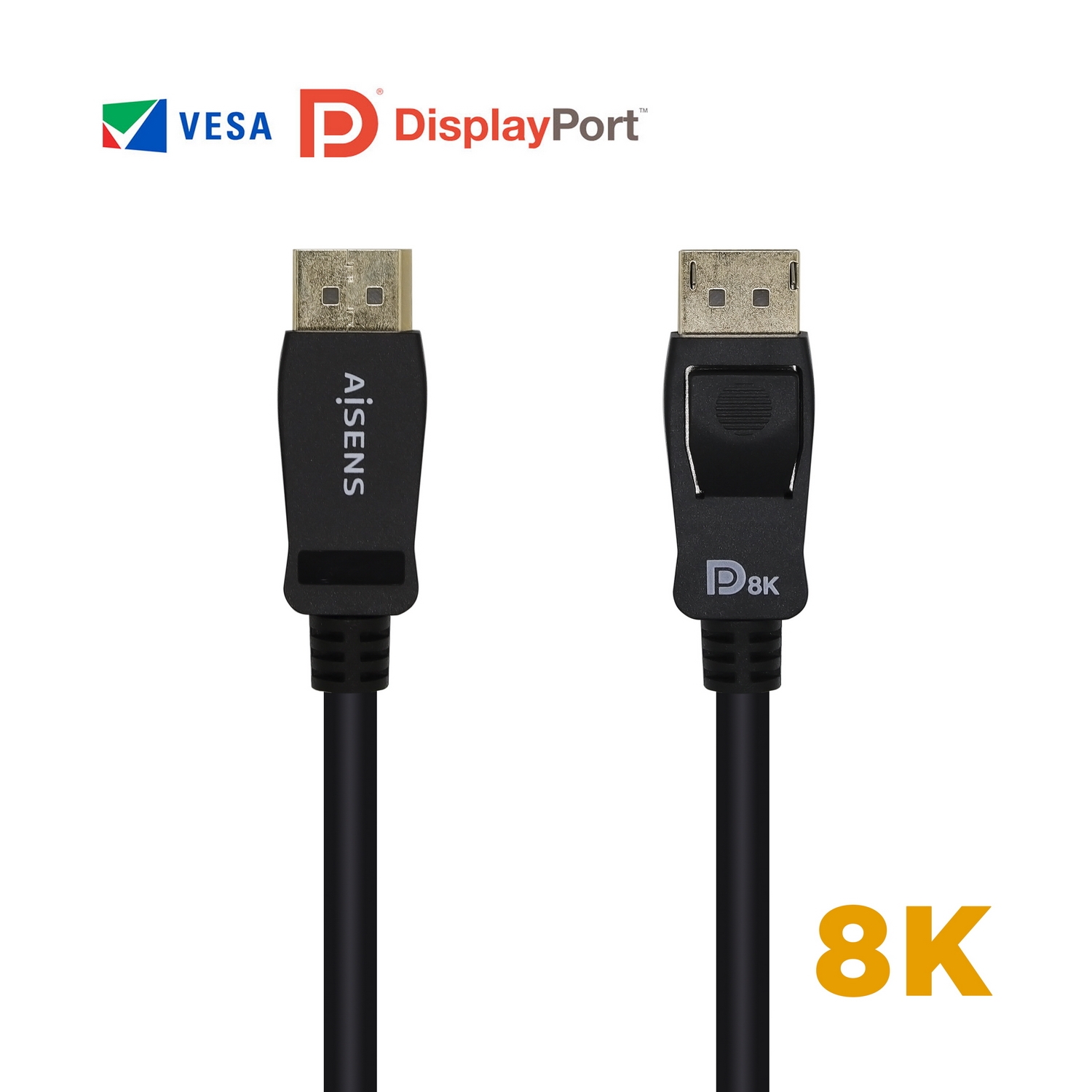 ÷ Aisens - cable displayport certificado v1.4 8k@60hz, dp/m-dp/m, negro, 1.0m