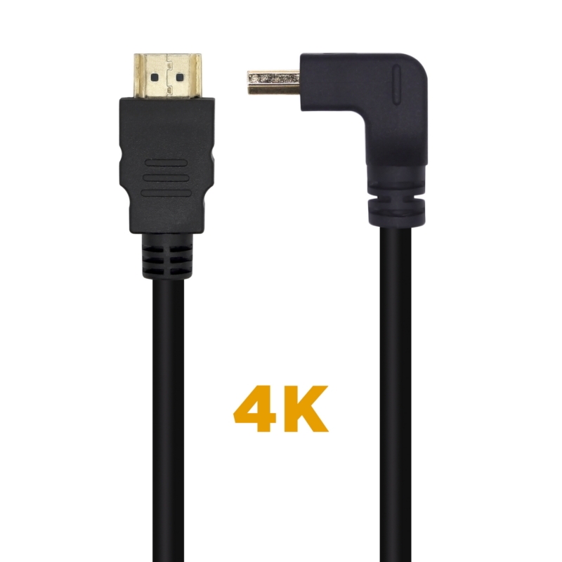 ÷ Aisens - cable hdmi v2.0 acodado premium alta velocidad / hec 4k@60hz 18gbps, a/m-a/m, negro, 2.0m
