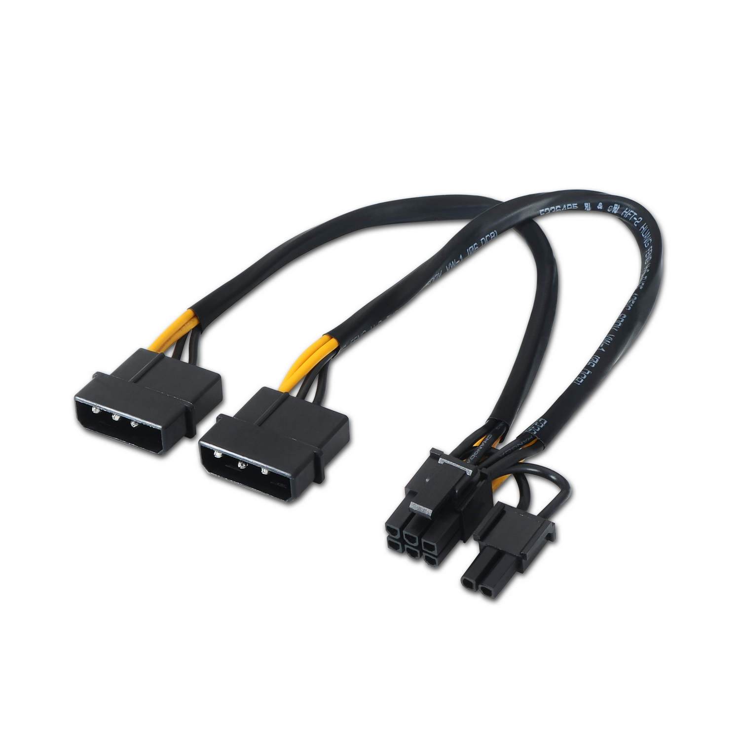 ÷ Aisens - cable tarjeta grafica, 2xmolex 4pin/m-pci-e(molex 6+2pin)/m, 20cm