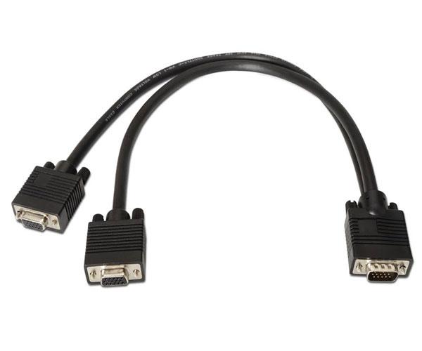 Cable duplicador VGA 1x Macho - 2x Hembra / 0.45 metros /  Nanocable 10.15.2000