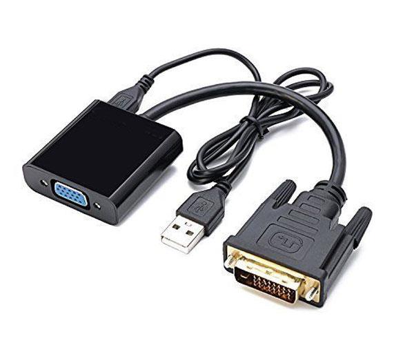 Conversor DVI-D 24+1 a VGA + USB alimentacion 10cm M/H / Nanocable 10.16.2008-bk