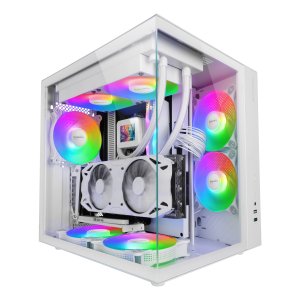 ÷ Caja atx cube mars gaming mcvonew blanco cristal continuo gpu 334mm 1x3.5 2x2.5
