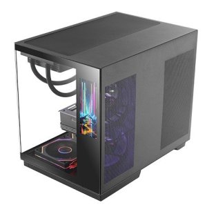 ÷ Caja atx cube mars gaming mcmirage negro cristal continuo lcd gpu 400mm 1x3.5 2x2.5