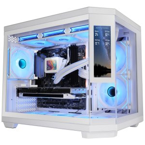 ÷ Caja microatx mars gaming mc3tcorelcdmw gpu max 315mm lcd cristal templado color blanco.